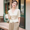 雀说新款干练气质高级感洋气时尚杏色上衣裤子两件套装女装AL51629A 商品缩略图0