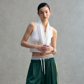 GOODBAI 23编号logo印花低圆领紧身内搭背心