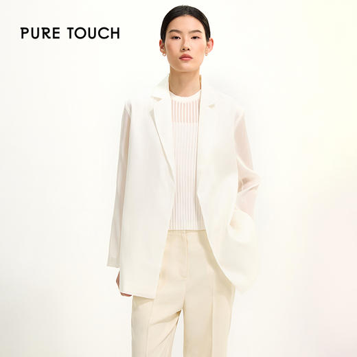 PURE TOUCH优雅白色长款西装外套 1312252130 商品图3