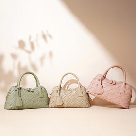 【预售3天】2025单肩保龄球女包新款手工编织腋下包通勤包X9274