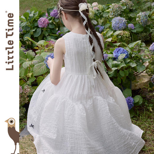 littletime女童连衣裙2025夏新款儿童洋气时尚蝴蝶结背心公主裙 商品图4