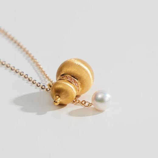 礼兰 S925银项链18K金淡水珍珠葫芦吊坠4-5mm 商品图1