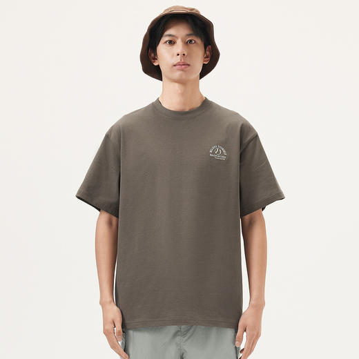 gxg.jeans男装 咖色字母绣花宽松简约圆领短袖T恤 25年夏热卖 商品图1