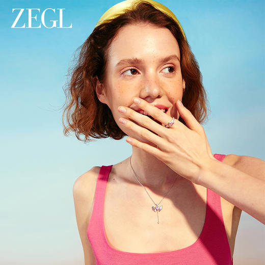 ZEGL设计师925银蝴蝶流苏项链女款小众粉色锁骨链七夕送女友礼物 商品图4