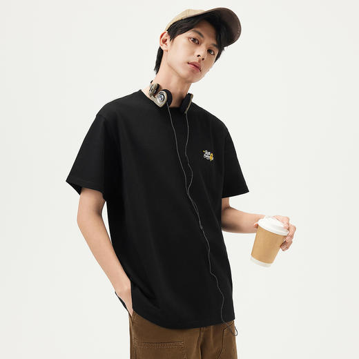 gxg.jeans男装  黑色潮流印花宽松休闲短袖T恤男上衣 25年夏热卖 商品图1