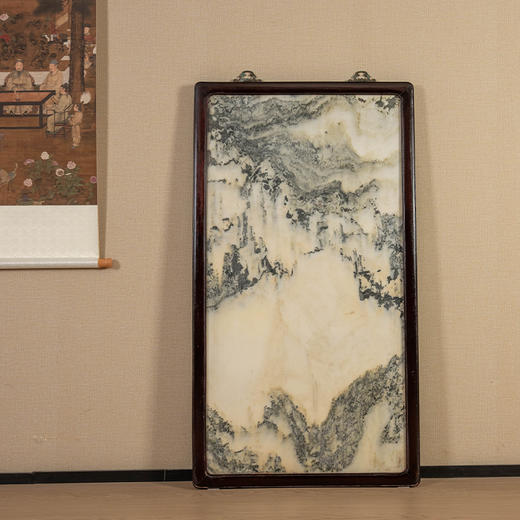 清 红木镶云石大挂屏 商品图0