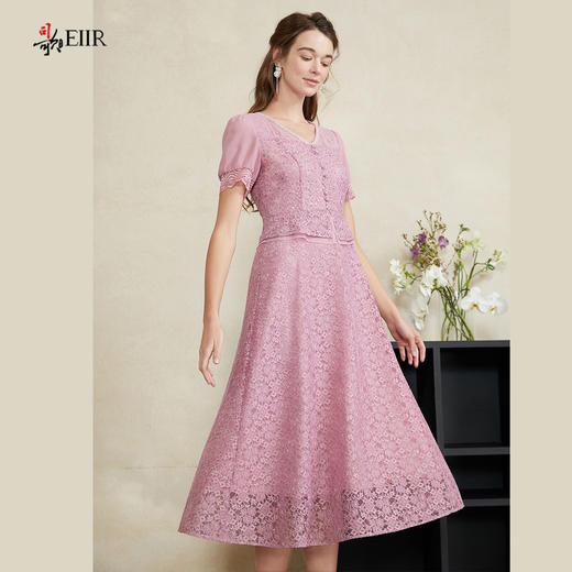 司歌v领短袖假两件连衣裙中长裙A911243X 商品图0