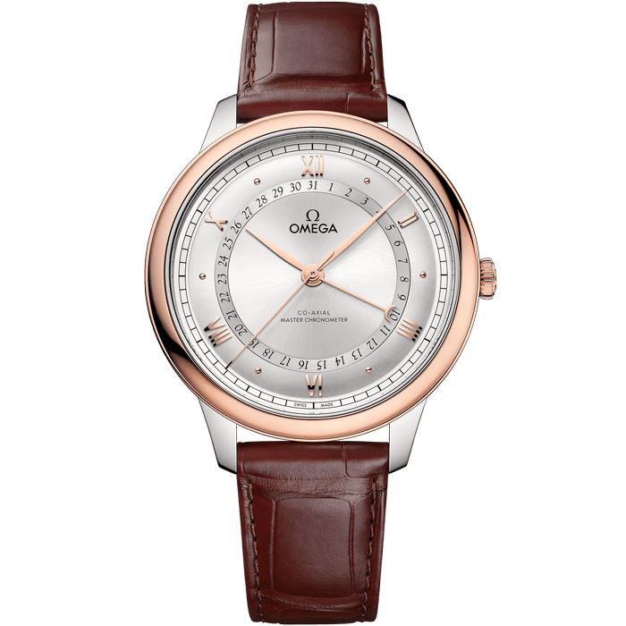 欧米茄碟飞系列男士腕表 42毫米, 精钢‑Sedna™ 18k金表壳 搭配 鳄鱼皮