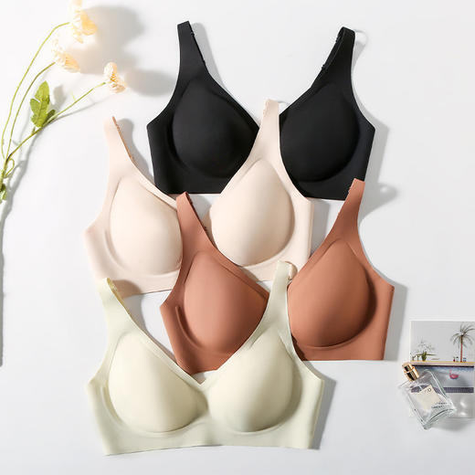 丁摩新款真丝无痕女文胸桑蚕丝无钢圈内衣大胸显小舒适透气胸罩AL300147 商品图1