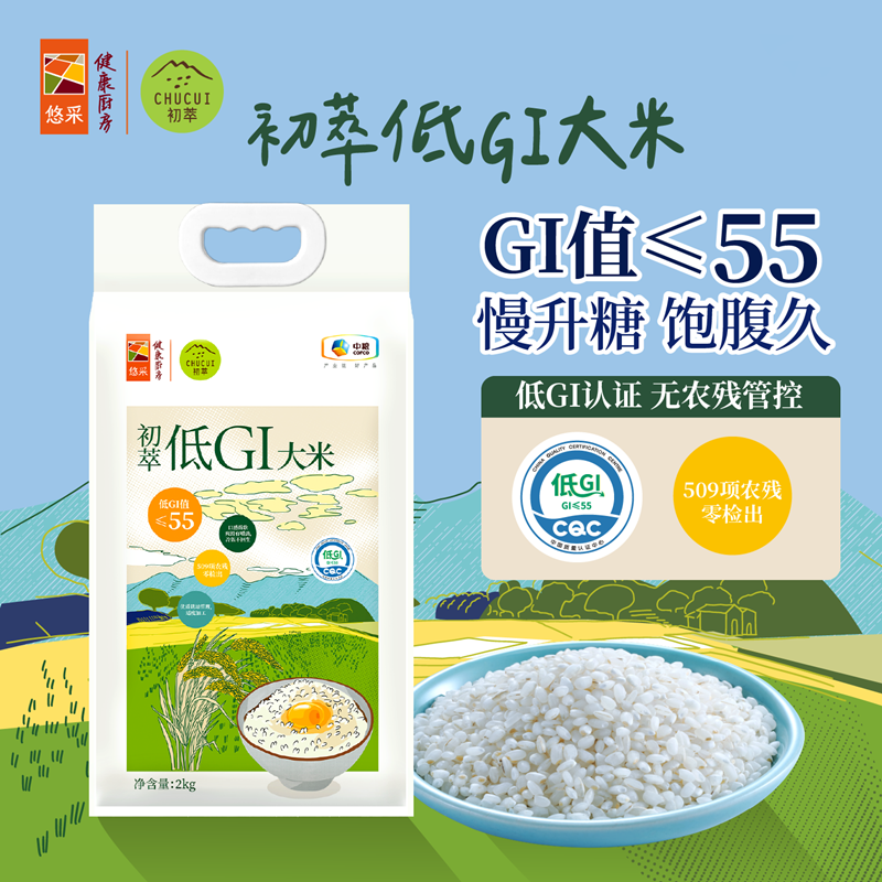 【特惠53.9】中粮初萃低GI大米2kg【保质期至2026-05】-专享价