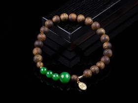 XY0335沉香+碧玉平安多财小提溜手串