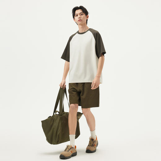 gxg.jeans男装 米白插肩袖简约宽松休闲圆领短袖T恤男 25年夏热卖 商品图3