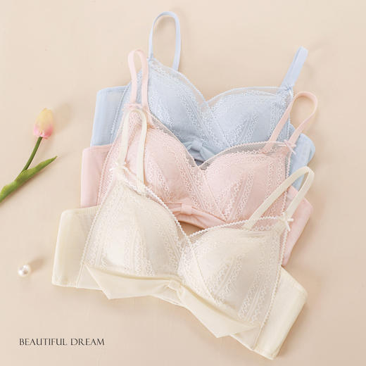 熳洁儿 法式三角杯内衣小胸聚拢性感蕾丝网纱后背透气25261503 商品图7