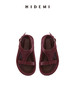 HIDEMI度假系列酒红色麂皮拼接摩登大气厚底增高露趾凉鞋 商品缩略图6