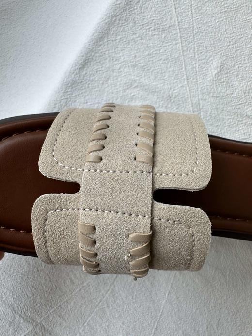 贝壳三 女款编织度假风一字软底拖鞋外穿百搭平底凉鞋C051339 商品图11