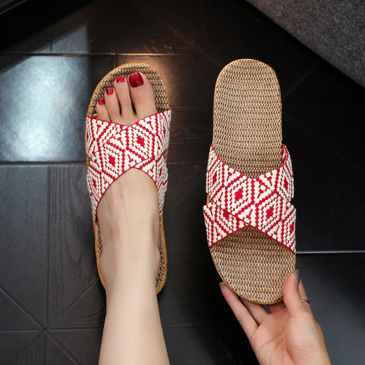 雀说2双亚麻拖鞋防滑耐磨室内棉麻凉拖鞋女夏季透气居家四季休闲凉拖AL 商品图3