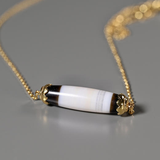 西亚高古缠丝玛瑙单珠锁骨链 商品图1