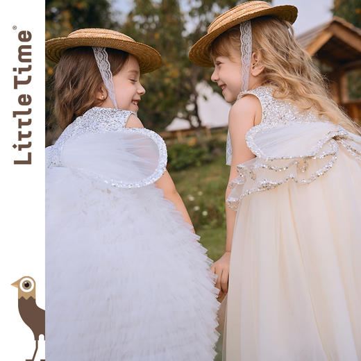 littletime女童连衣裙2025夏新款儿童洋气天使亮片网纱裙生日礼服 商品图3