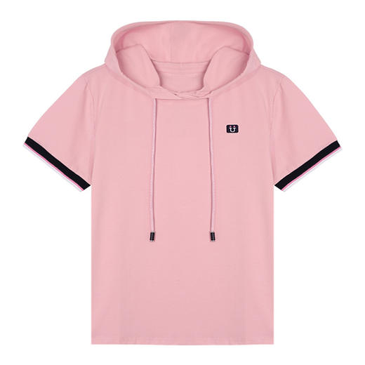 雀说连帽短袖t恤新款夏季高档休闲女装洋气减龄半袖体恤衫AL320034 商品图4