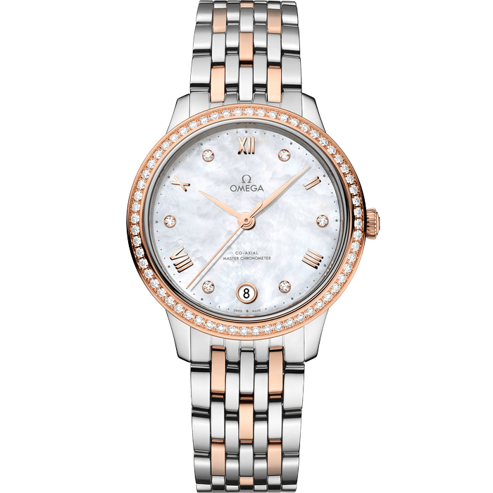 欧米茄碟飞系列女士腕表 34毫米, 精钢‑Sedna™ 18k金表壳 搭配 精钢‑Sedna™ 18k金表链