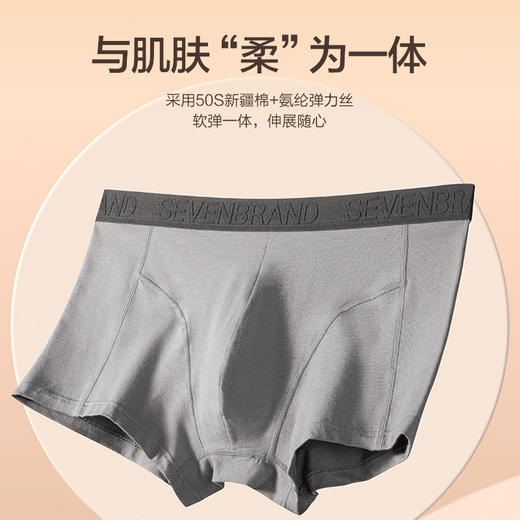柒牌内裤四角裤男含桑蚕丝抗菌底档夏季薄款透气男生平角裤3条装	123F70370 商品图1