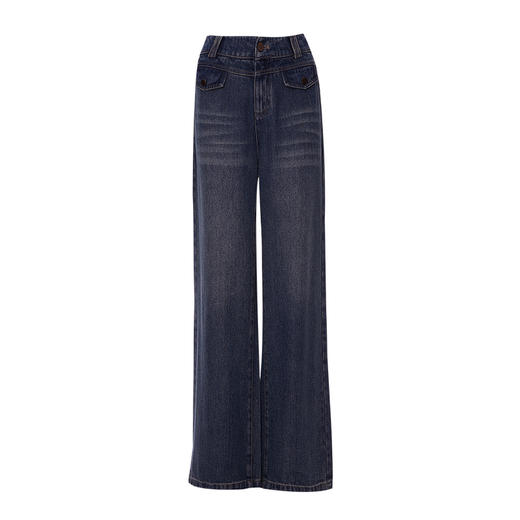 EITIE爱特爱莱赛尔直筒显瘦复古高腰阔腿牛仔裤2025年夏季新款B2505612 商品图5