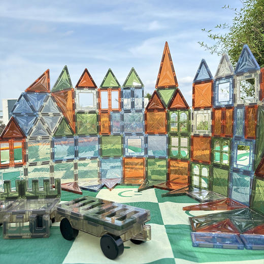 【可以发光的磁力片】儿童大号磁力片玩具100片大自然色拼接磁力磁吸积木磁力玩具益智 商品图8