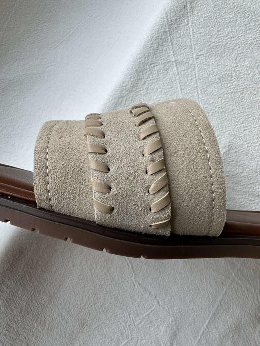 贝壳三 女款编织度假风一字软底拖鞋外穿百搭平底凉鞋C051339 商品图10