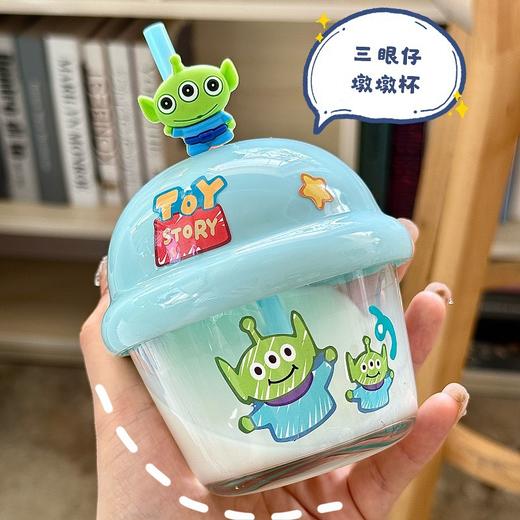 【赠送贴纸！敲高颜值墩墩杯】草莓熊玻璃吸管杯迷你墩墩杯可爱卡通杯儿童水杯家用牛奶果汁杯子。ry 商品图6