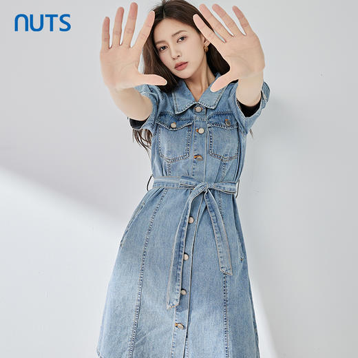 NUTS夏季新品时尚经典气质收腰显瘦水洗牛仔连衣裙321107197 商品图1