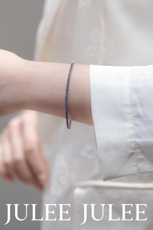 JULEEJULEE茱俪珠宝 18K白金精切彩蓝宝石手链 商品图6