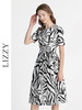 LIZZY夏季简约清爽印花圆领通勤短袖连衣裙6559 商品缩略图1