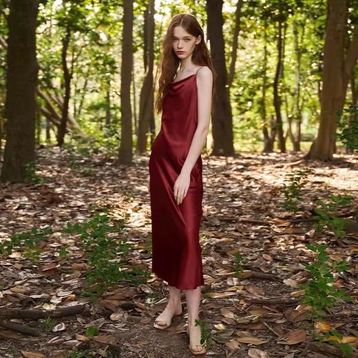 Solo seta丝绸睡裙女长款桑蚕丝荡领吊带裙轻奢高级外穿秋冬 商品图2