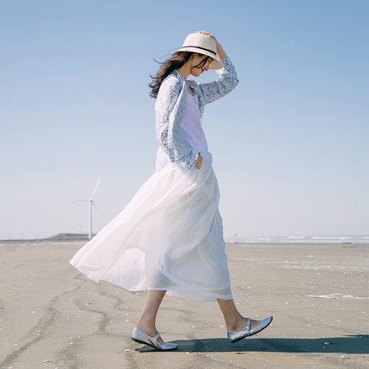 绽放278朵/【入蓝系列】高支苎麻双层系带半身长裙舒适百搭女夏季 商品图2