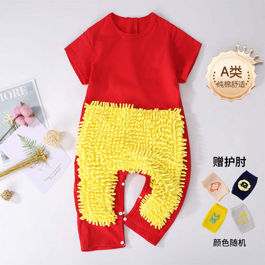 夏季薄款短袖连体婴儿拖把侠爬行服宝宝连体衣爬爬服擦地板防脏连 商品图3