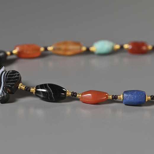 西亚高古缠丝玛瑙飞鸟七彩项链 商品图4