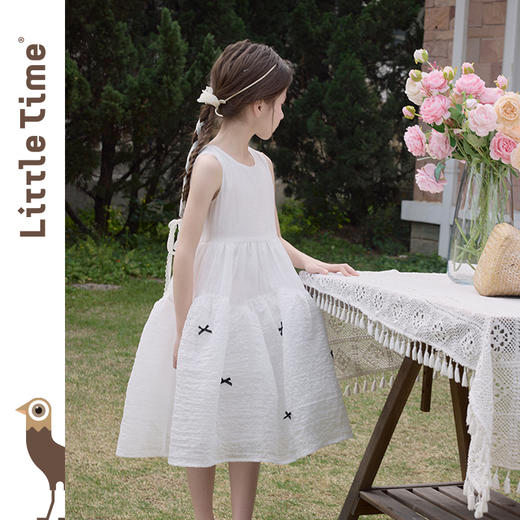 littletime女童连衣裙2025夏新款儿童洋气时尚蝴蝶结背心公主裙 商品图2