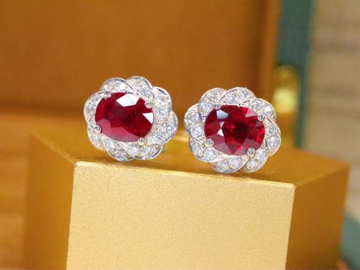 1.02ct刻面红宝石耳钉 商品图2