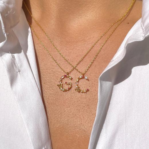 北京仓｜Girls Crew-Flutterfly Stone Initial-金色 蝴蝶与宝石 字母 项链［美国设计师］ 商品图1