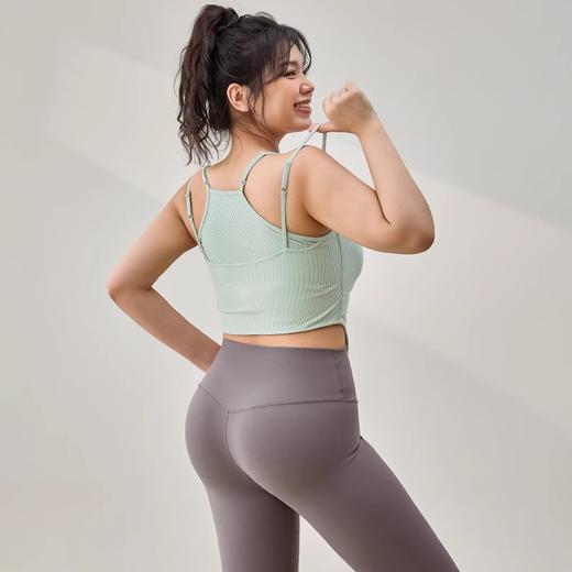 【限时秒】YOGACODE【火树银花系列】罗纹大码瑜伽吊带加大胸垫假两件性感美背显瘦上衣DWC215434 商品图3