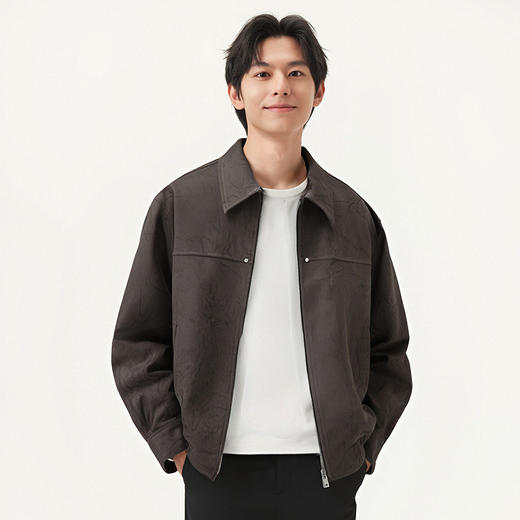 gxg.jeans男装  咖色满印潮流宽松翻领夹克外套男士 25年春热卖 商品图1