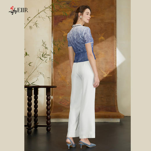 司歌渐变印花国风短袖上衣女收腰T911103X 商品图3