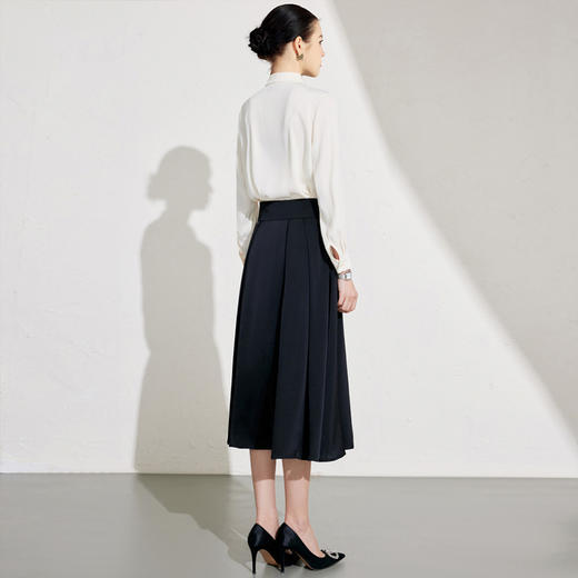 IWY/气质飘带杏色衬衫女休闲宽松设计感西装内搭简约百搭衬衣24B575 商品图4