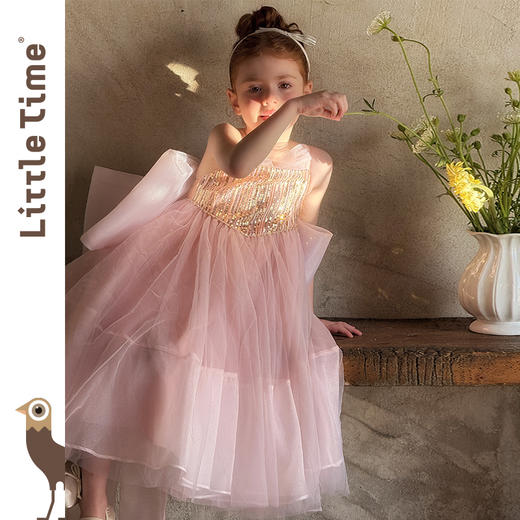 littletime女童连衣裙2025夏新款儿童洋气时尚公主裙生日礼服 商品图0