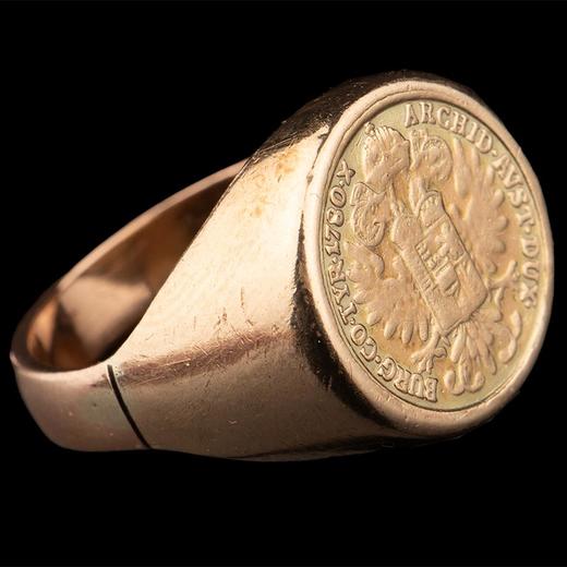 【已售】独角鹿西洋古董 奥地利出品黄金戒托镶嵌玛丽亚·特蕾西亚中古金币戒指 商品图3