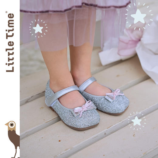 littletime女童皮鞋2025春新款儿童洋气时尚蝴蝶结亮钻闪公主鞋 商品图1