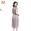 佐尔美夏季新款新中式国风桑蚕丝短袖连衣裙女M42LS100 商品缩略图4
