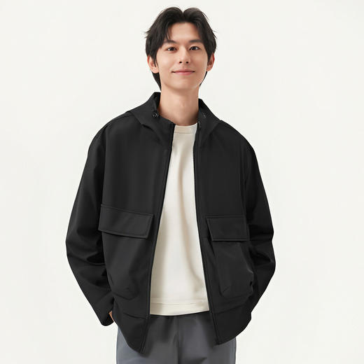 gxg.jeans男装 黑色口袋设计工装风连帽夹克外套男士 25年夏热卖 商品图1