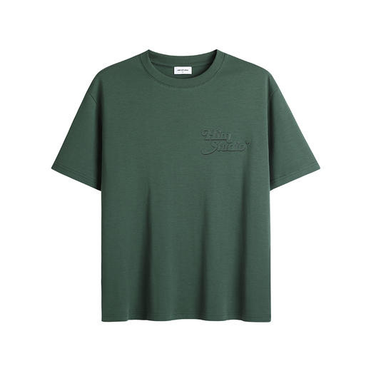 HIM漢崇  男士舒适透气圆领T恤简约立体字母压花短袖上衣 2026春季 商品图4