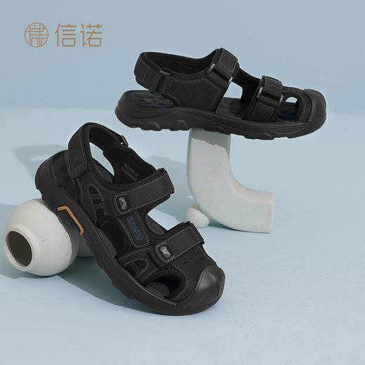 信诺男士真皮凉鞋2025新款夏季休闲外穿包头软底沙滩鞋中年爸爸鞋N5L115-37 商品图3